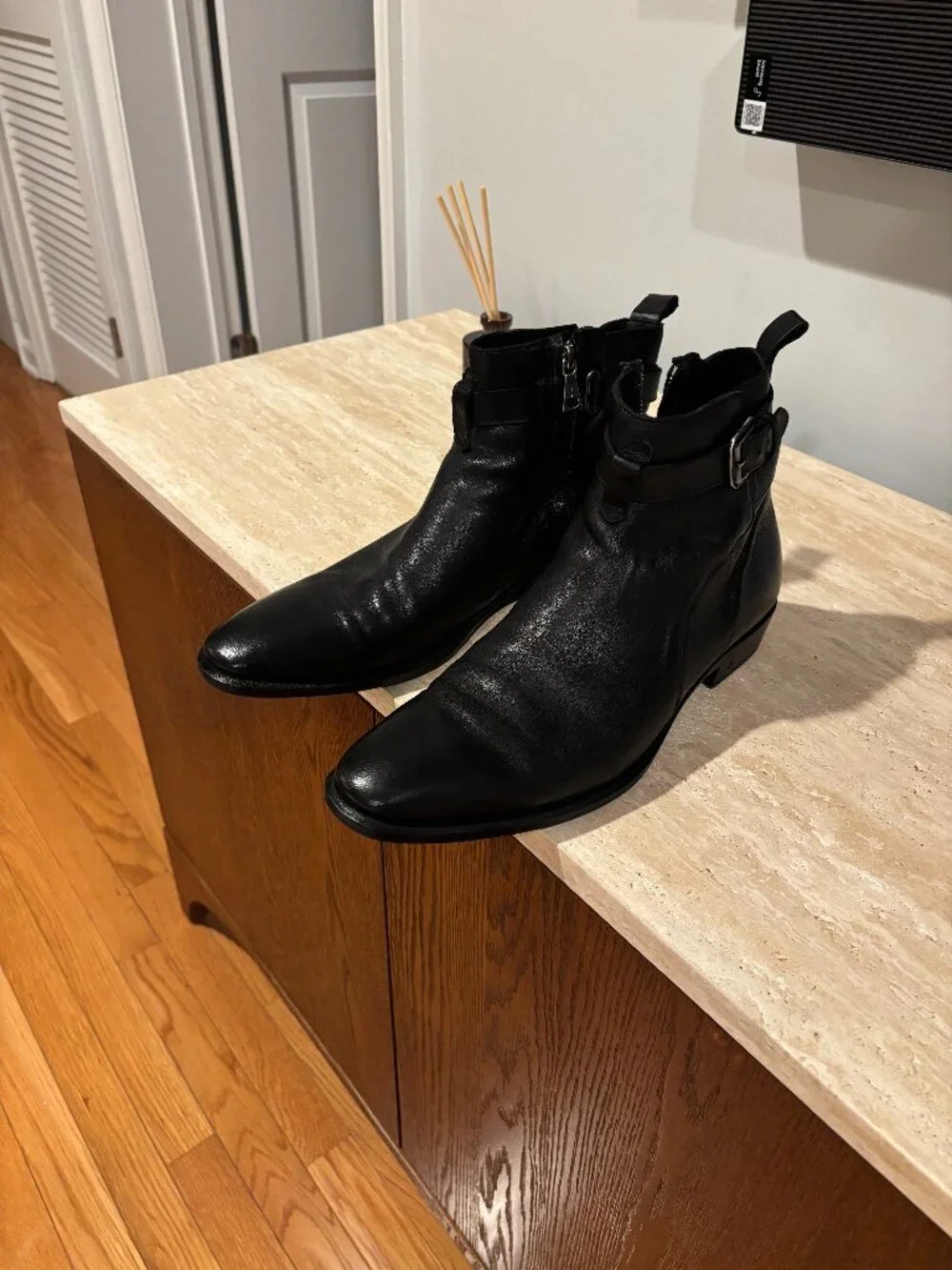 John Varvatos Lewis Jodphor Leather Zip Boots - Black - Size 10.5